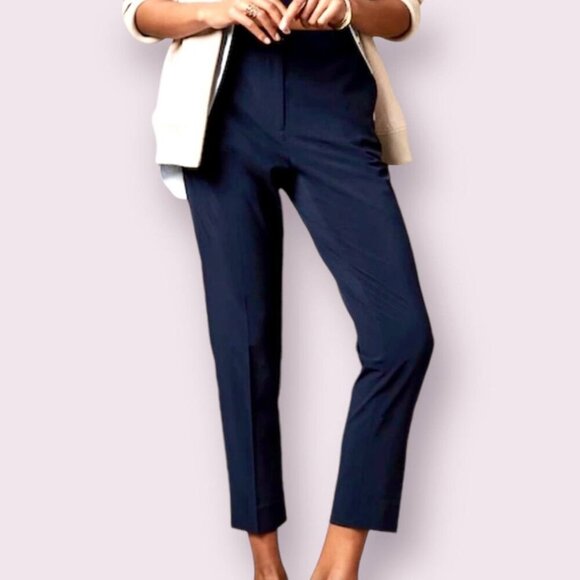NWT!  BANANA REPUBLIC High-Waist Air Stretch Ultra Light Navy Tapered Pants - Si - Picture 1 of 1